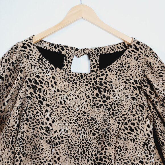 Anthropologie, Maeve, NWT, Knit Animal Print Mini Dress, Size 20W, Back Cutout - Picture 7 of 16
